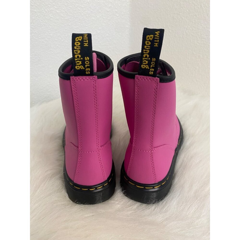 New DR MARTENS Zavala Combat Style Women's Leather Lace-up Boots Pink US7 - Picture 6 of 9